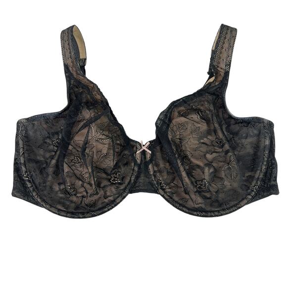 Cacique Modern Lace Covered Unlined Full Coverage Bra Black Womens 42F - Picture 1 of 7